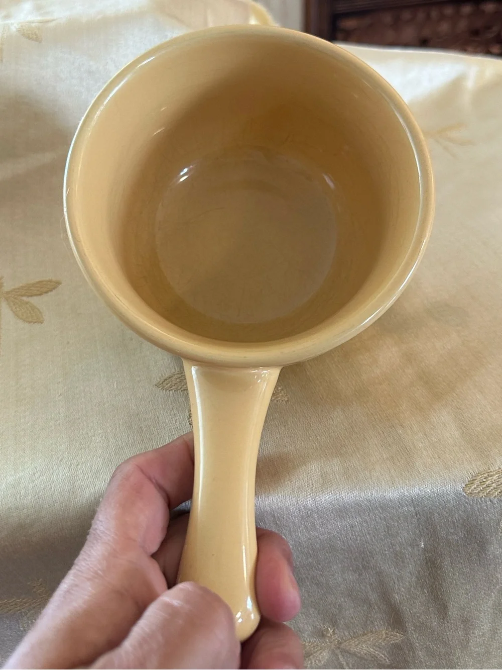 Longaberger Woven Traditions Stoneware Chili / Soup / Chowder Bowl w/ Handle.